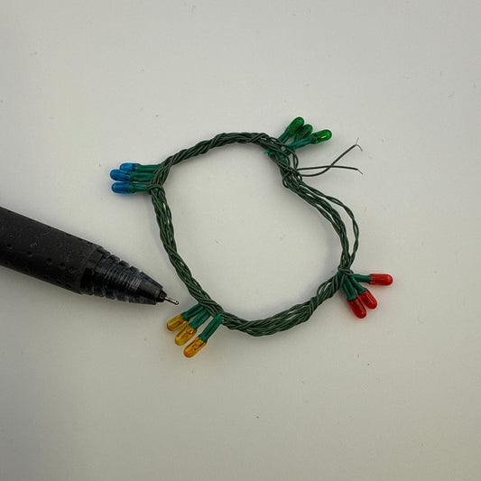 Miniature 12 Light Bulb String | 12V Dollhouse Christmas Tree Lights | Green Wire 24” CIRKITE