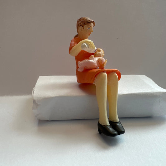 1:24 Scale Miniature Mother Feeding Baby – Half Scale Dollhouse Figure