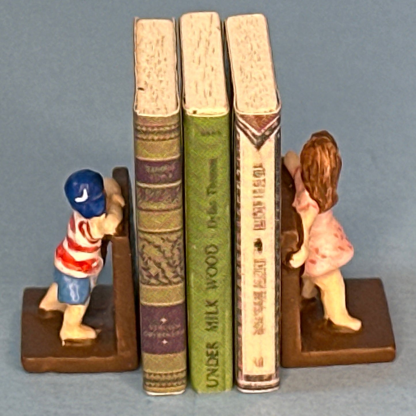 Miniature Metal Bookends with Boy and Girl Figures for Dollhouses