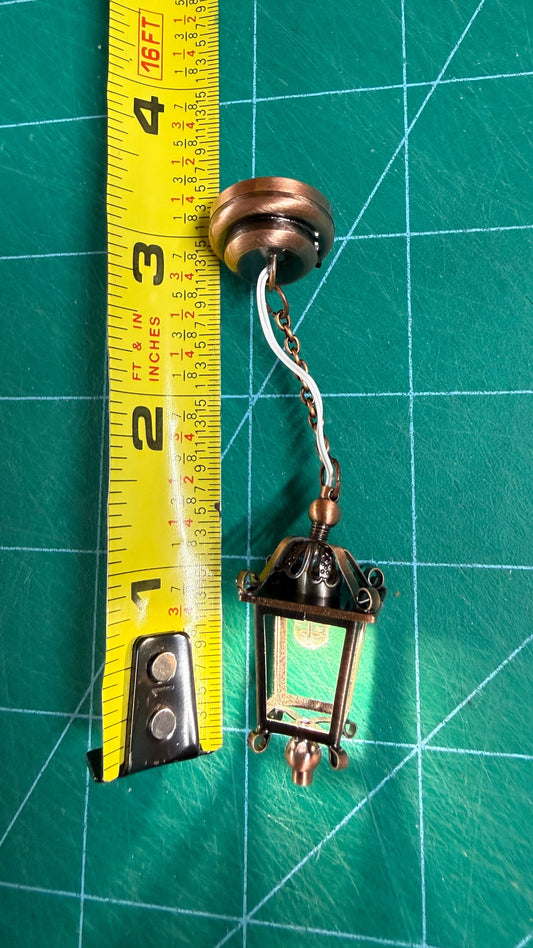 Lantern hanging lamp gunmetal COPPER LED Super bright with On/off switch for 1:12 dollhouse miniature