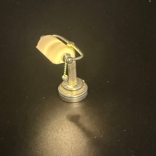 Silver Desk light white shade LED Super bright with On/off switch for 1:12 scale dollhouse miniature