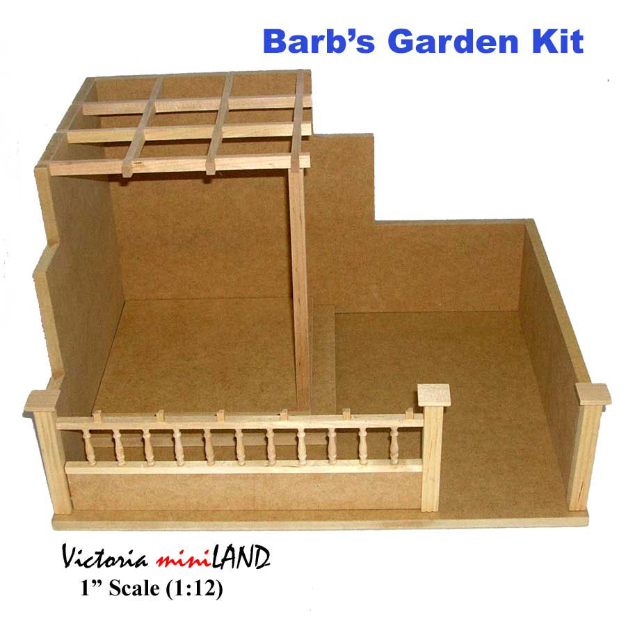 Miniature Barb's garden Kit 1:12 dollhouse wooden roombox unfinished unpainted