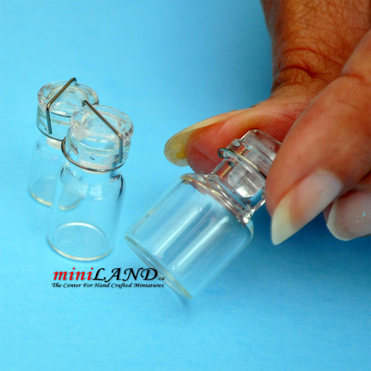 Glass Canning Jars with Wire Bail Doll House Miniatures, pack of 3 sizes.  1:12 scale