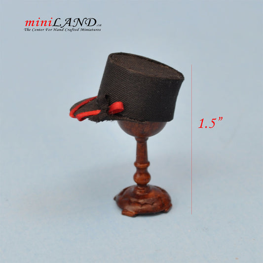 Hand crafted conductor man hat on stand for dollhouse miniature 1:12 scale