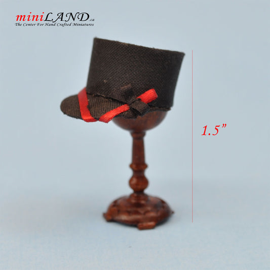 Hand crafted conductor man hat on stand for dollhouse miniature 1:12 scale