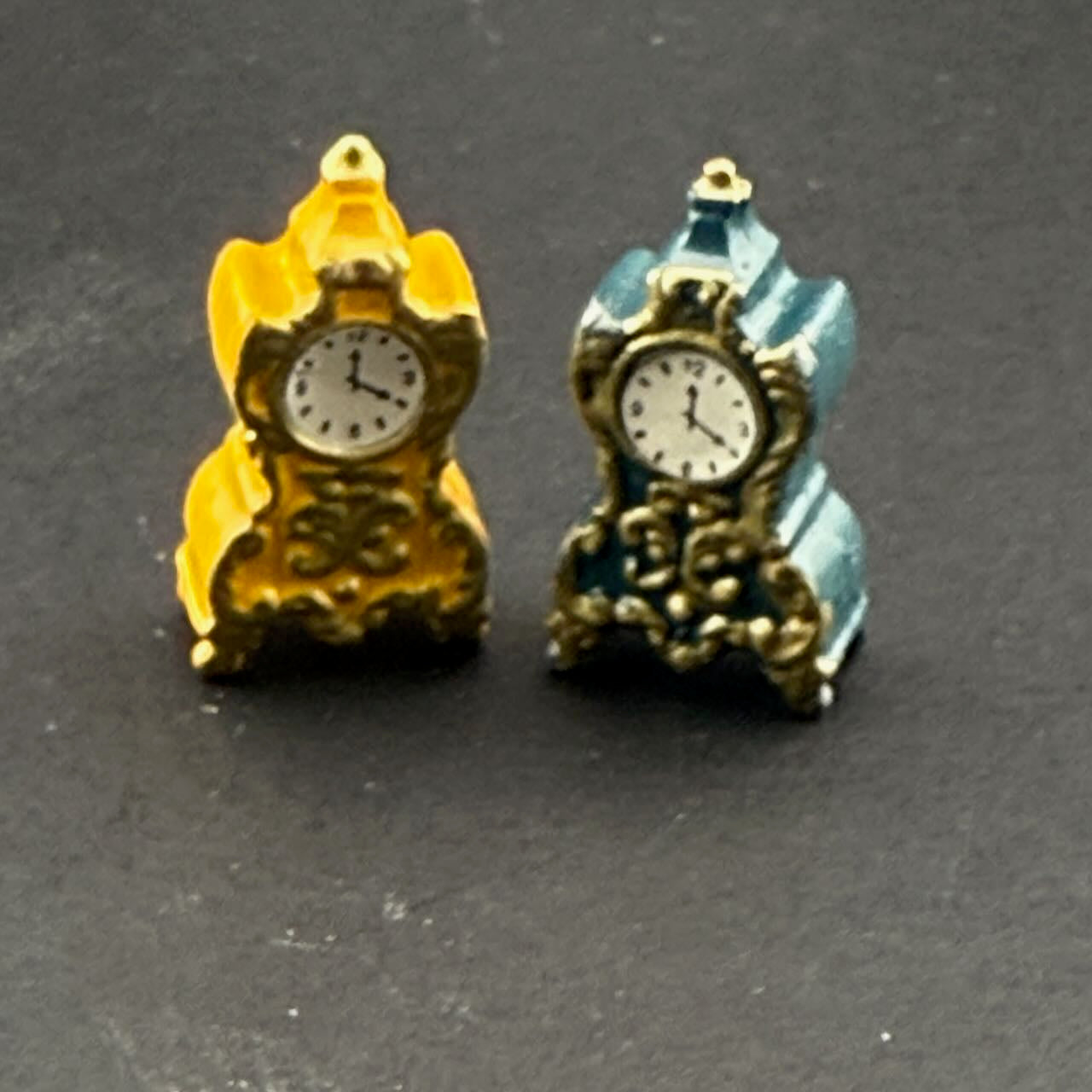 Yellow/Blue clock dollhouse miniature 1:12