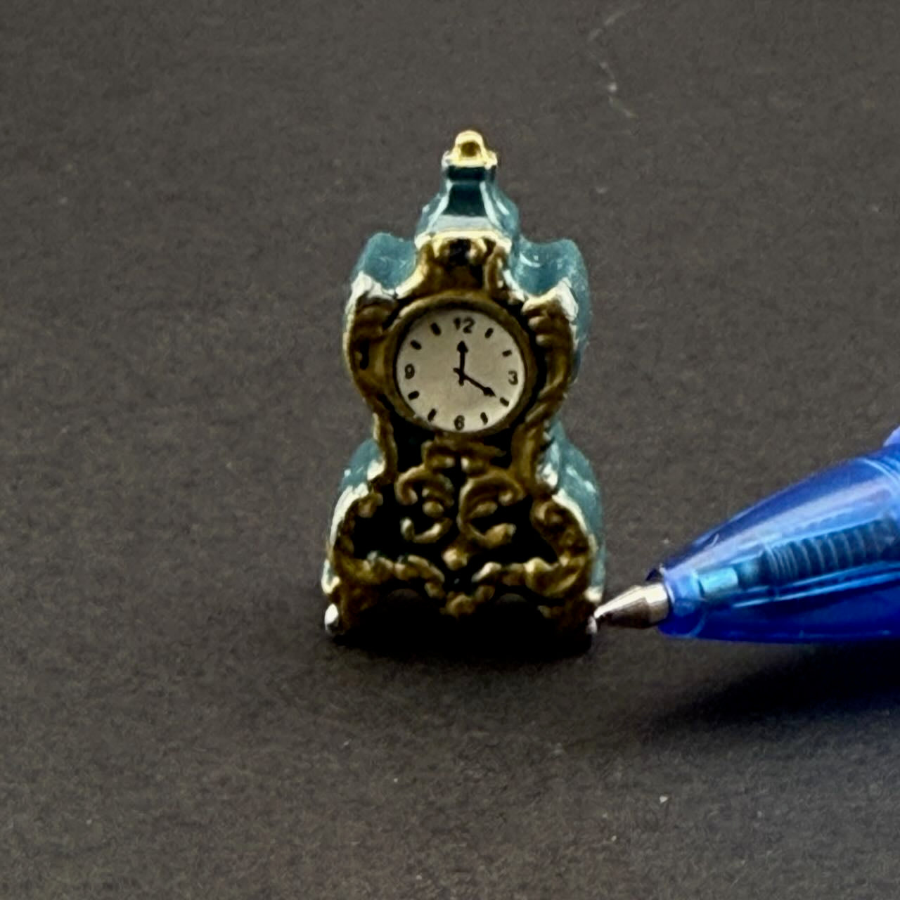 Yellow/Blue clock dollhouse miniature 1:12