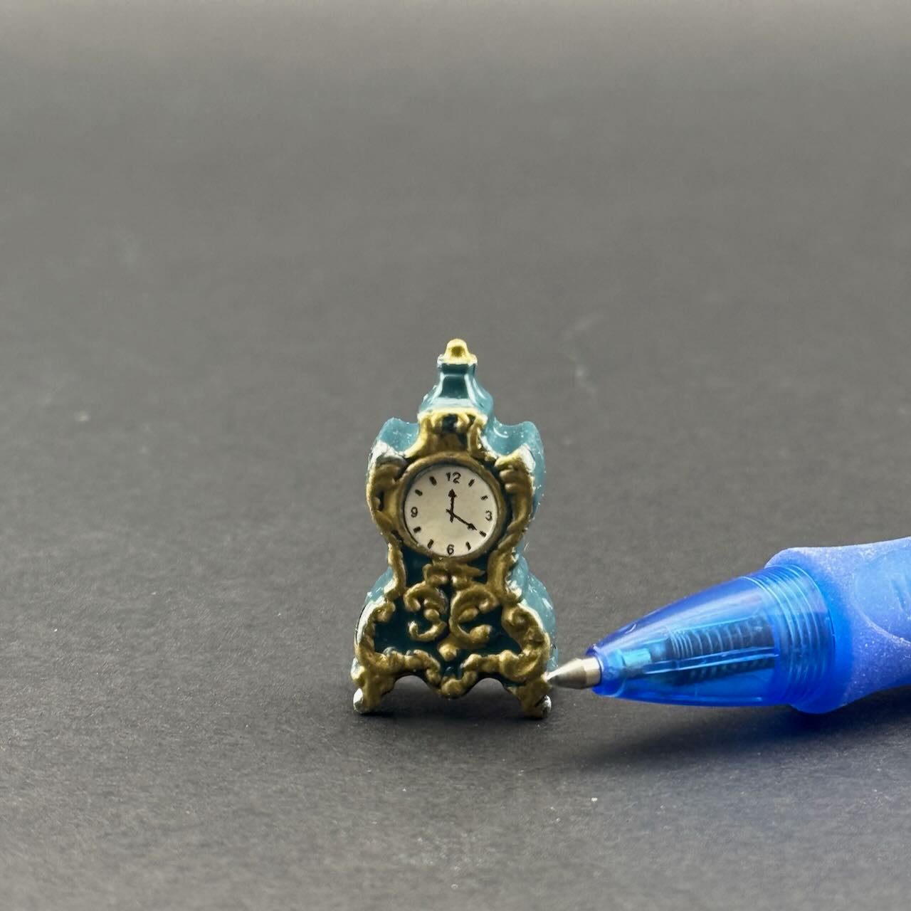 Yellow/Blue clock dollhouse miniature 1:12