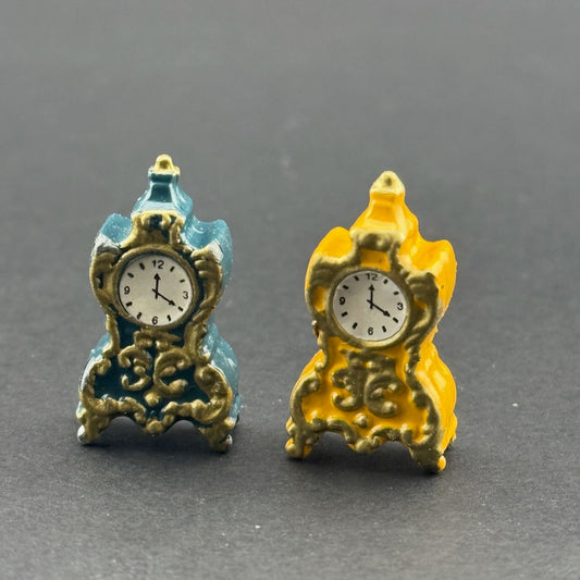 Yellow/Blue clock dollhouse miniature 1:12