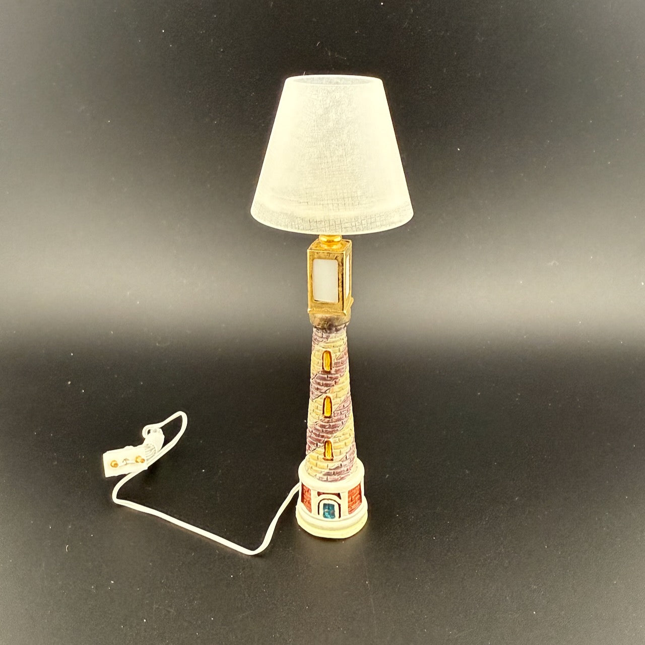 Miniature 12V Lighthouse Floor Lamp with Book Bulb – 1:12 Scale Dollhouse Light