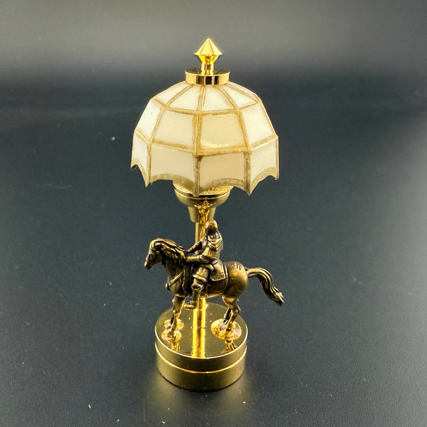 A knight on a horse Miniature Touchless operation with Wand  1:12 table lamp LED for Dollhouse table light solid brass