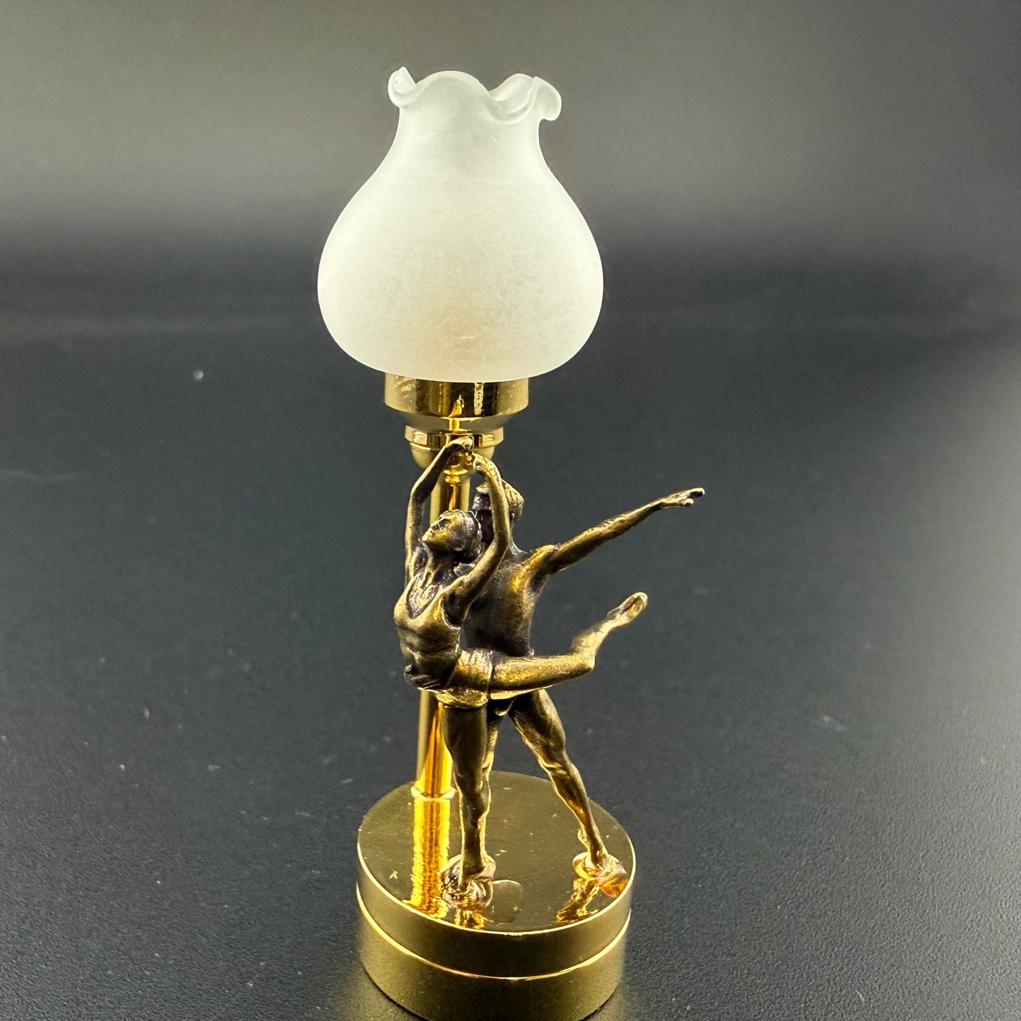 A couples’ ballet dance Miniature Touchless operation with Wand  1:12 table lamp LED for Dollhouse table light solid brass