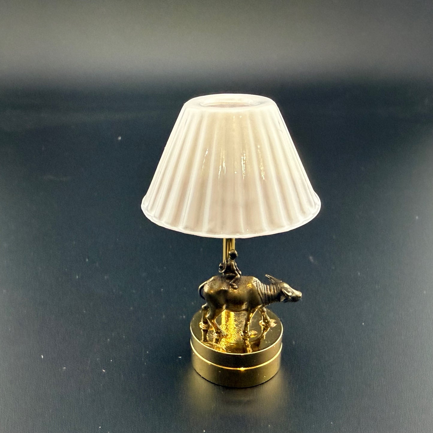 Brass Boy Riding Buffalo Miniature Touchless operation with Wand  1:12 table lamp LED for Dollhouse table light solid brass