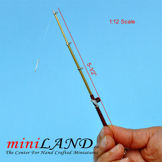 Fishing rod with hook dollhouse miniature 1:12 scale
