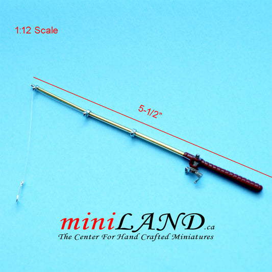 Fishing rod with hook dollhouse miniature 1:12 scale