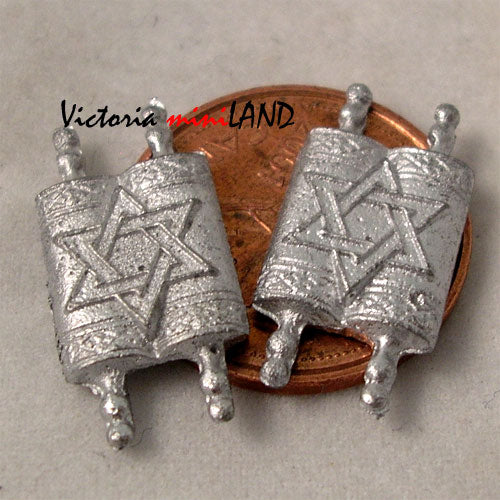 JEWISH SCROLL 2 PCS 3/4"H DIY metal miniature for dollhouse - Do it yourself