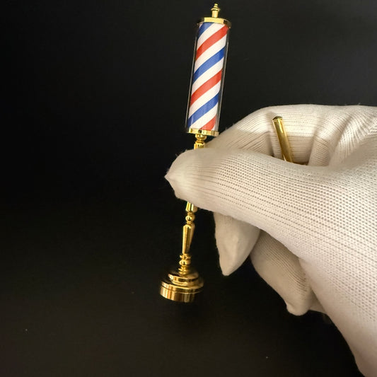 Miniature Illuminated Barber Pole Sign in 1:12 Scale Touchless Wand Activation light LED Dollhouse