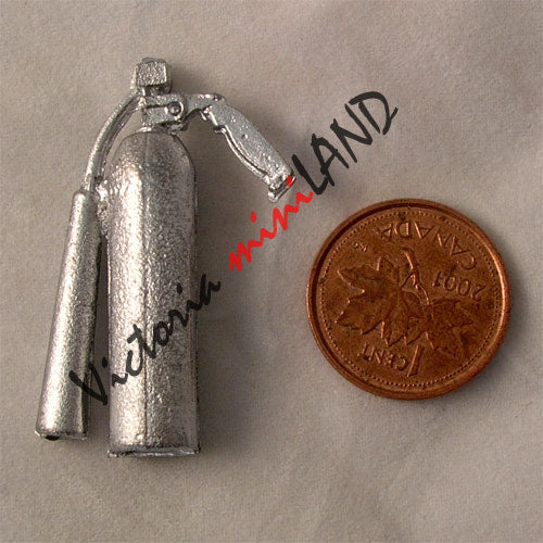 Fire extinguisher 1-1/2"H unfinished DIY metal miniature for dollhouse - Do it yourself
