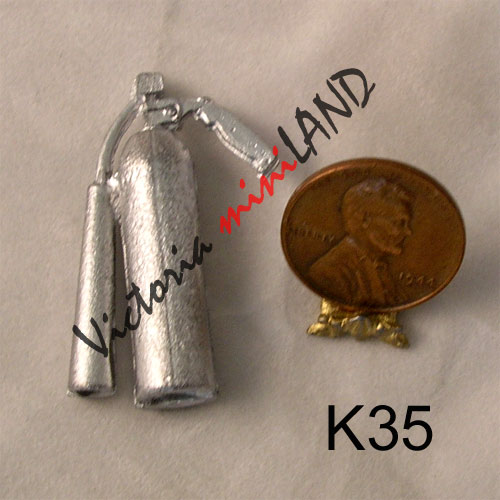 Fire extinguisher 1-1/2"H unfinished DIY metal miniature for dollhouse - Do it yourself
