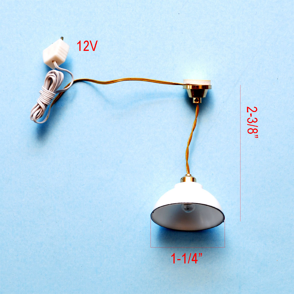Miniature 12V white ceiling Lamp for Dollhouse Light with Plug – 1:12 Scale