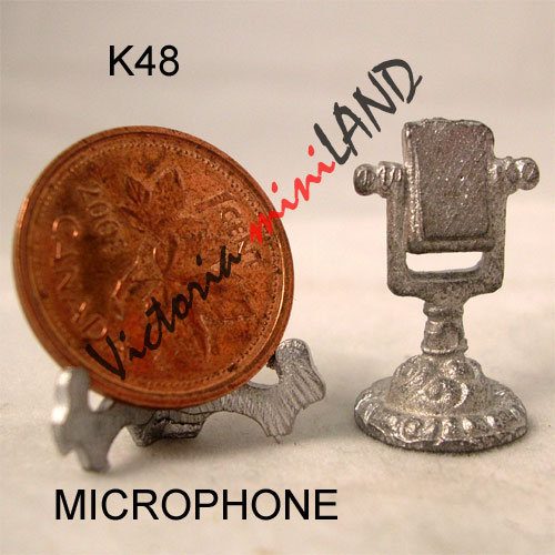 MICROPHONE 1"L unfinished DIY metal miniature for dollhouse - Do it yourself