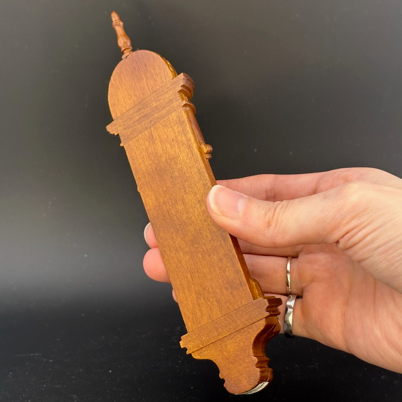 Hand-Carved Wooden Church Niche with Cast Brass Jesus Figurine – 1:12 Scale Miniature Dollhouse Religious Shrine