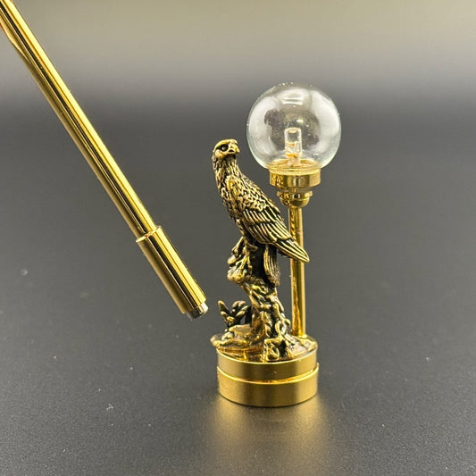 Miniature brass Table Lamp for Dollhouses – Eagle | 1:12 Scale touchless operation with Wand clear globe LED  light  No-touch No-Switch