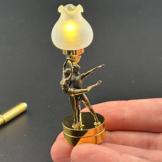 A couples’ ballet dance Miniature Touchless operation with Wand  1:12 table lamp LED for Dollhouse table light solid brass