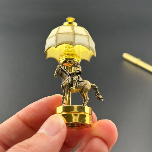 A knight on a horse Miniature Touchless operation with Wand  1:12 table lamp LED for Dollhouse table light solid brass