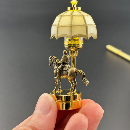 A knight on a horse Miniature Touchless operation with Wand  1:12 table lamp LED for Dollhouse table light solid brass