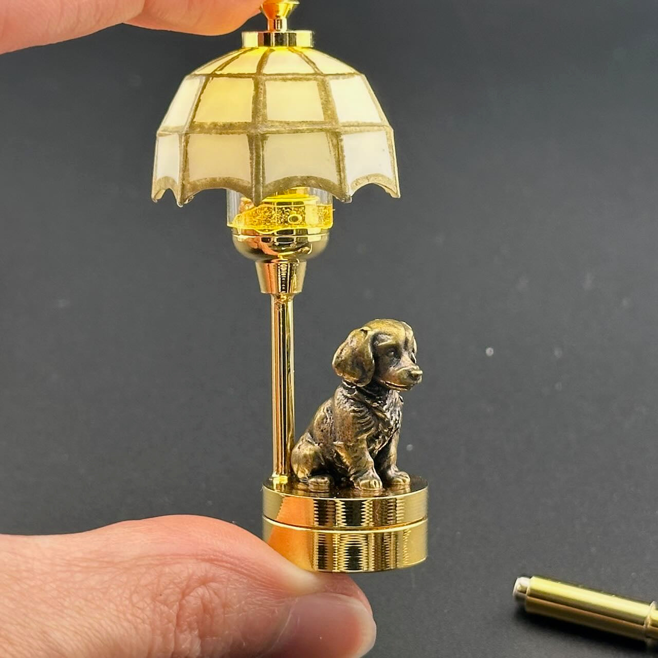 Border Collie Miniature Touchless operation with Wand  1:12 table lamp LED for Dollhouse table light solid brass