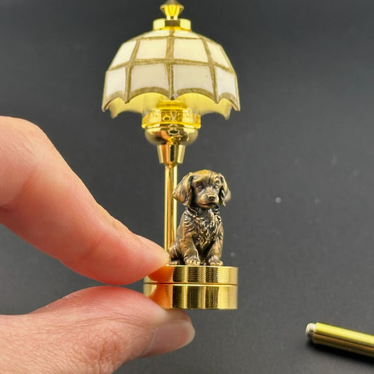 Border Collie Miniature Touchless operation with Wand  1:12 table lamp LED for Dollhouse table light solid brass