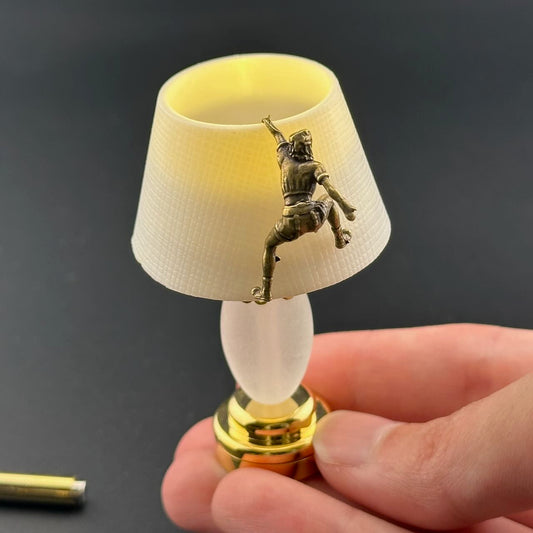 Brass lampshade Climbing Miniature Touchless operation with Wand  1:12 table lamp LED for Dollhouse table light solid brass