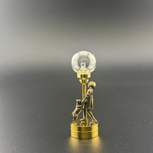 Girl with puppy Miniature Touchless operation with Wand  1:12 table lamp LED for Dollhouse table light solid brass