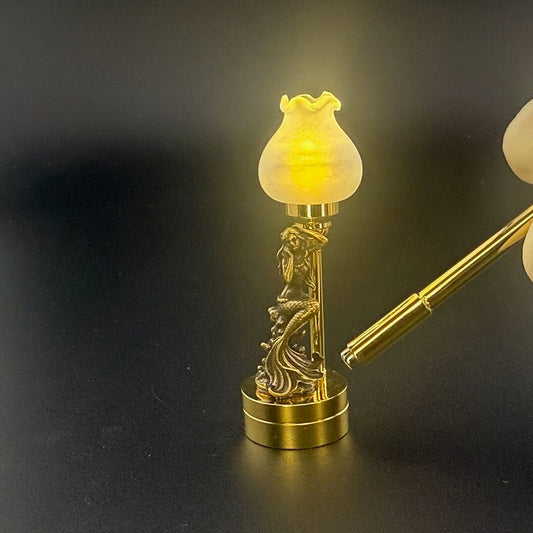 Mermaid Miniature Touchless operation with Wand  1:12 table lamp LED for Dollhouse table light solid brass