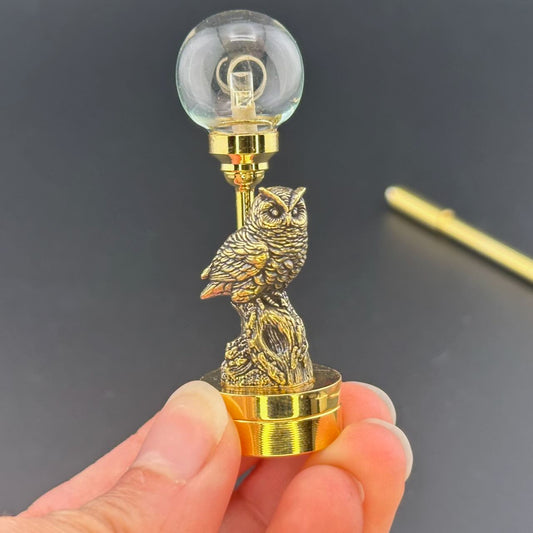 OWL Miniature Touchless operation with Wand  1:12 table lamp LED for Dollhouse table light solid brass