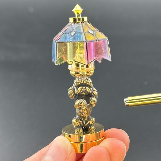Poodle puppy Miniature Touchless operation with Wand  1:12 table lamp LED for Dollhouse table light solid brass