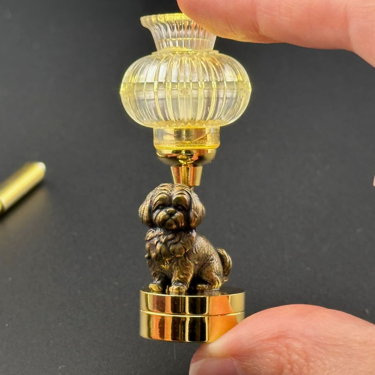 Shih Tzu Dog Miniature Touchless operation with Wand  1:12 table lamp LED for Dollhouse table light solid brass