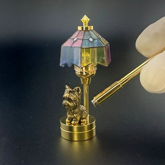 Yorkshire Terrier Miniature Touchless operation with Wand  1:12 table lamp LED for Dollhouse table light solid brass