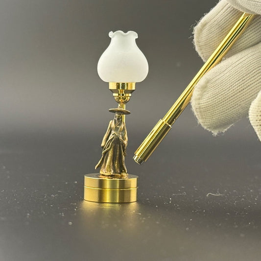 Female warrior figurine table lamp Miniature Touchless operation with Wand  1:12  LED light for Dollhouse No-touch No-Switch Stick