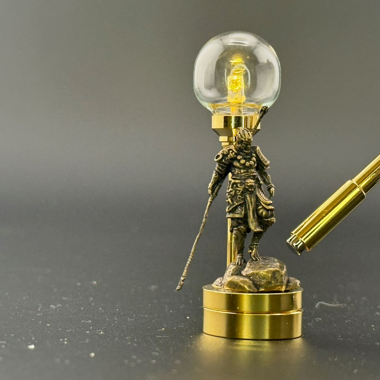 Samurai warrior figurine. table lamp Miniature Touchless operation with Wand  1:12  LED light for Dollhouse No-touch No-Switch Stick