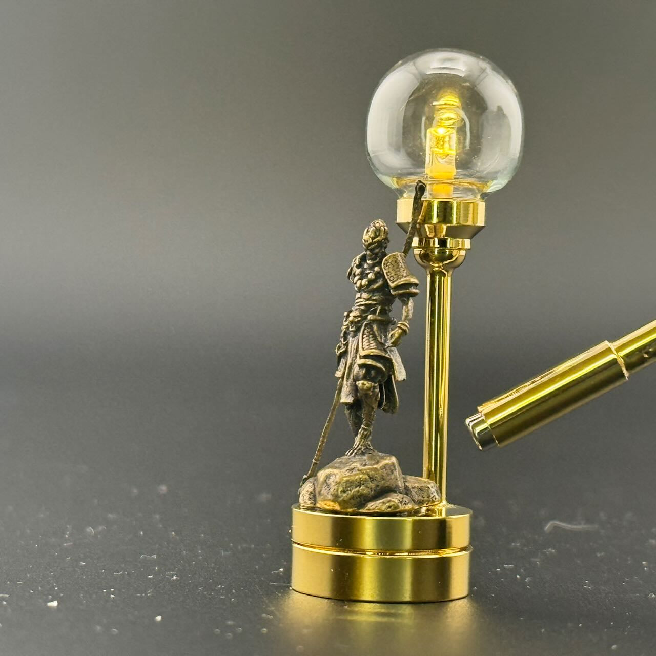 Samurai warrior figurine. table lamp Miniature Touchless operation with Wand  1:12  LED light for Dollhouse No-touch No-Switch Stick