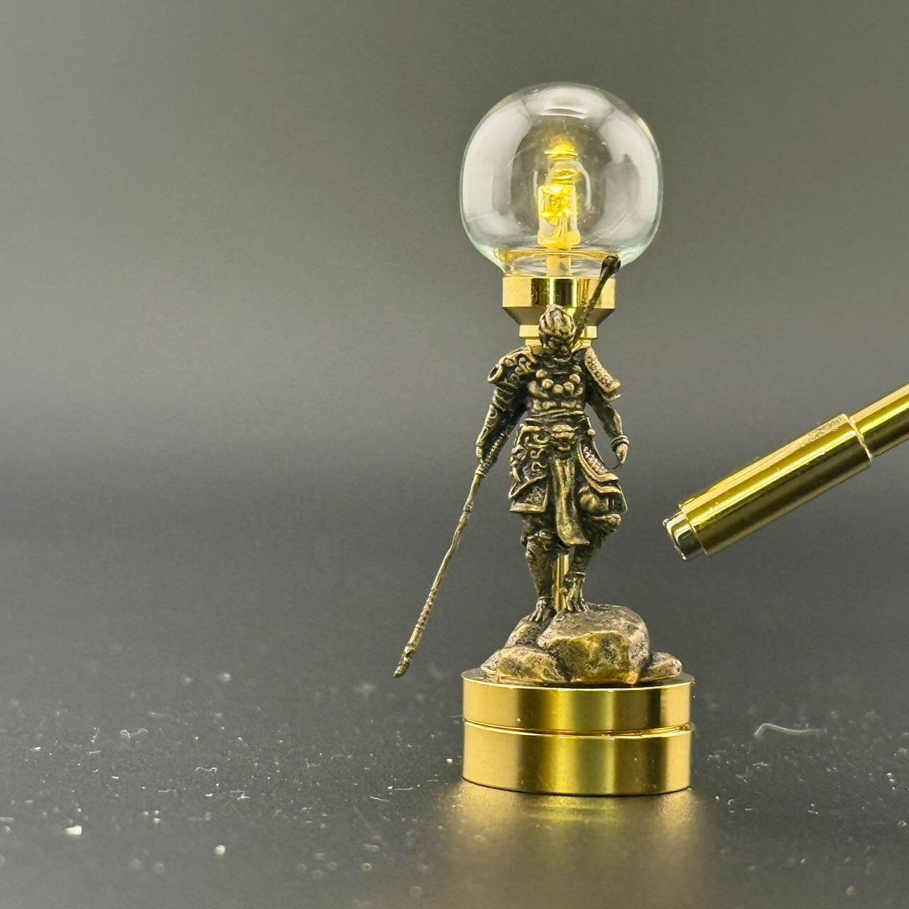 Samurai warrior figurine. table lamp Miniature Touchless operation with Wand  1:12  LED light for Dollhouse No-touch No-Switch Stick