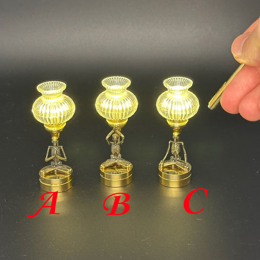 Yoga skeleton.Miniature Touchless operation with Wand  1:12 table lamp LED for Dollhouse table light