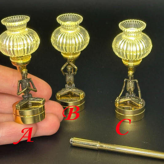 Yoga skeleton.Miniature Touchless operation with Wand  1:12 table lamp LED for Dollhouse table light