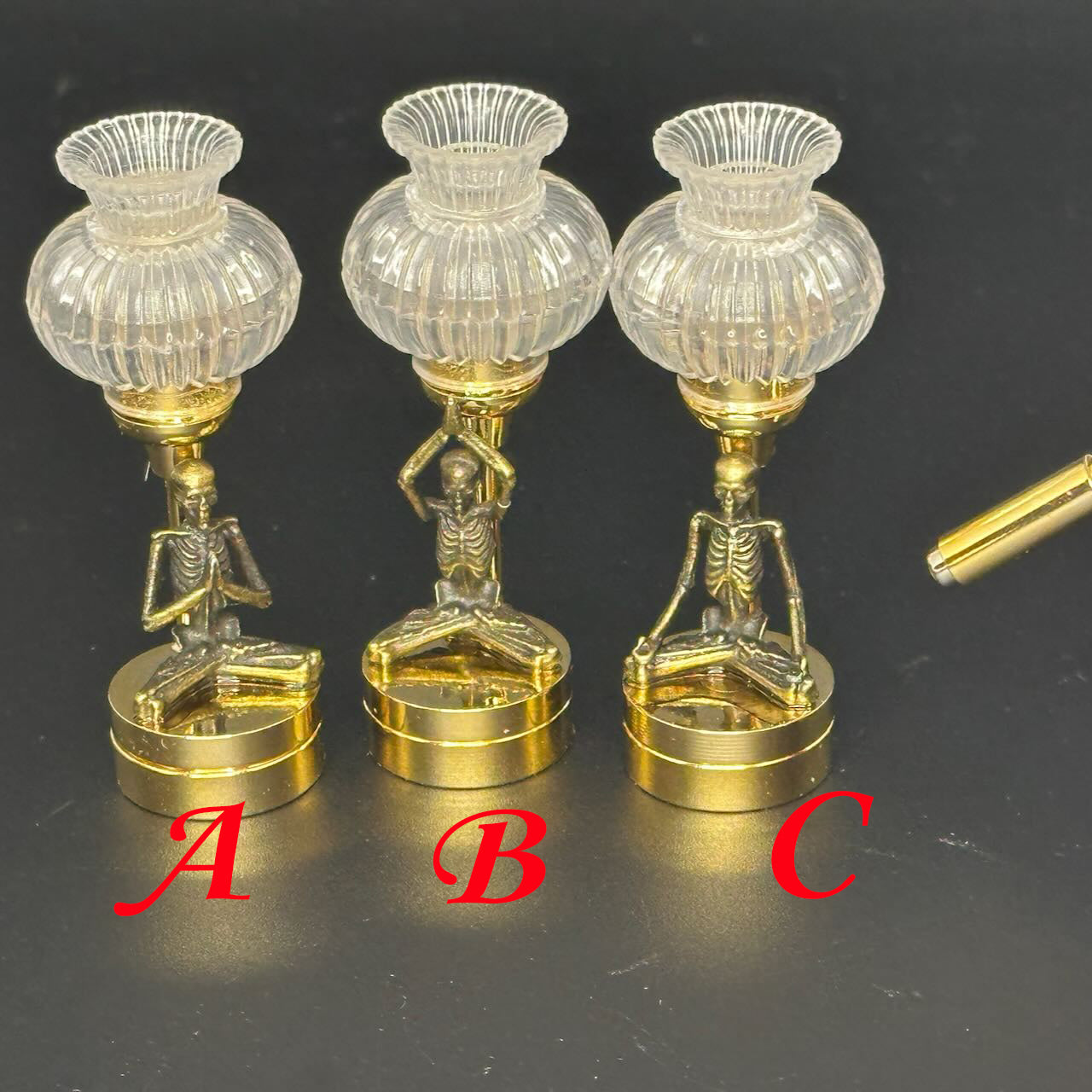 Yoga skeleton.Miniature Touchless operation with Wand  1:12 table lamp LED for Dollhouse table light