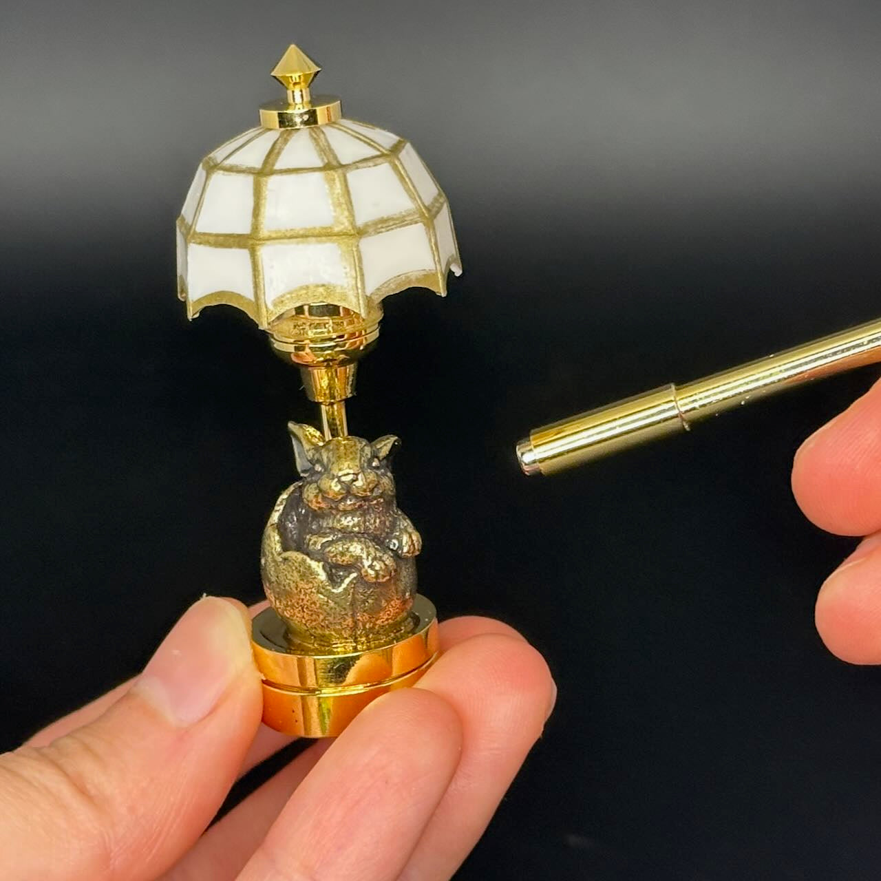 Easter egg Bunny Miniature Touchless operation with Wand  1:12 table lamp LED light for Dollhouse