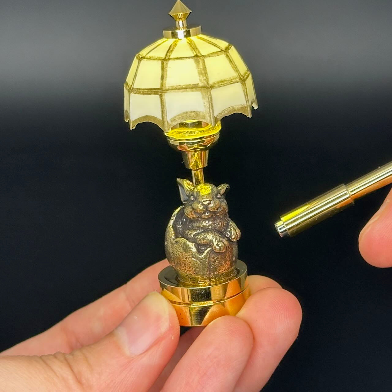 Easter egg Bunny Miniature Touchless operation with Wand  1:12 table lamp LED light for Dollhouse