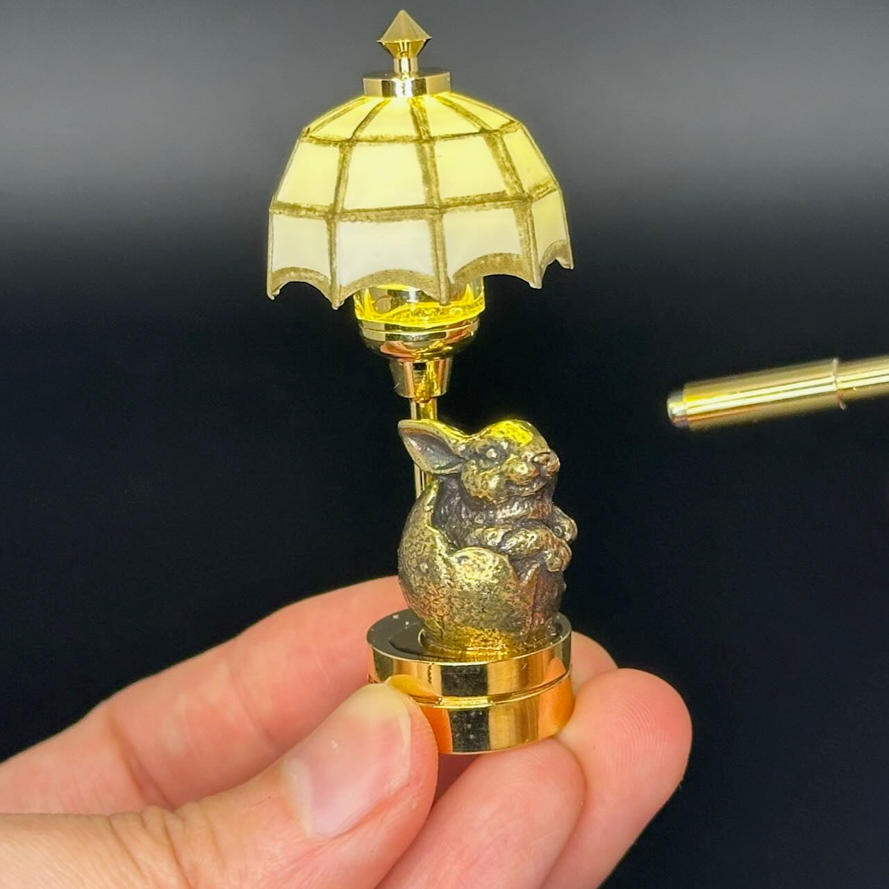 Easter egg Bunny Miniature Touchless operation with Wand  1:12 table lamp LED light for Dollhouse