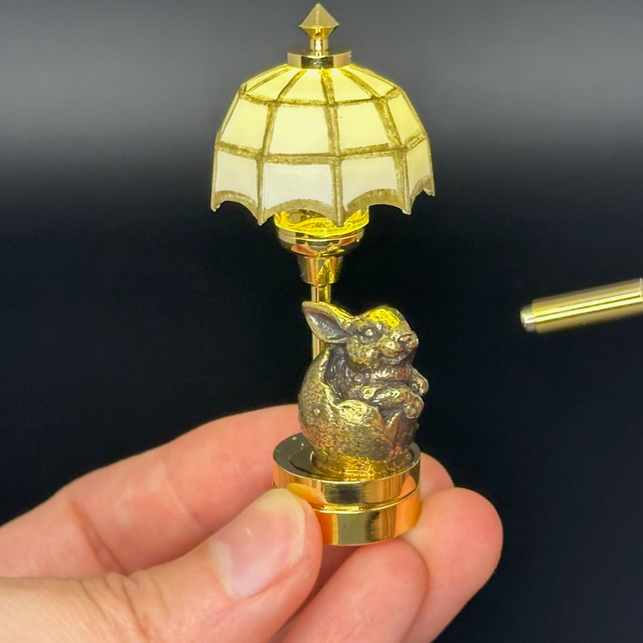 Easter egg Bunny Miniature Touchless operation with Wand  1:12 table lamp LED light for Dollhouse